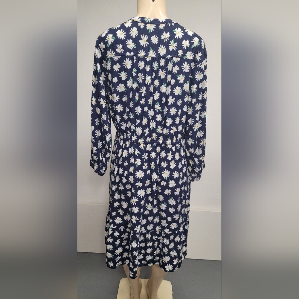 Old Navy L Blue Floral Daisy Button Down Dress - Picture 3 of 4